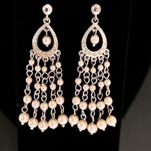 Costume Chandelier Pearl Drop Earrings